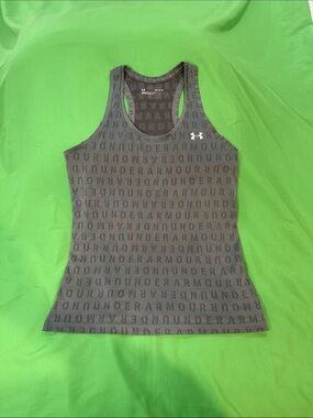 Under Armour Women's Charcoal Logo Racerback Tank with All-Over Text